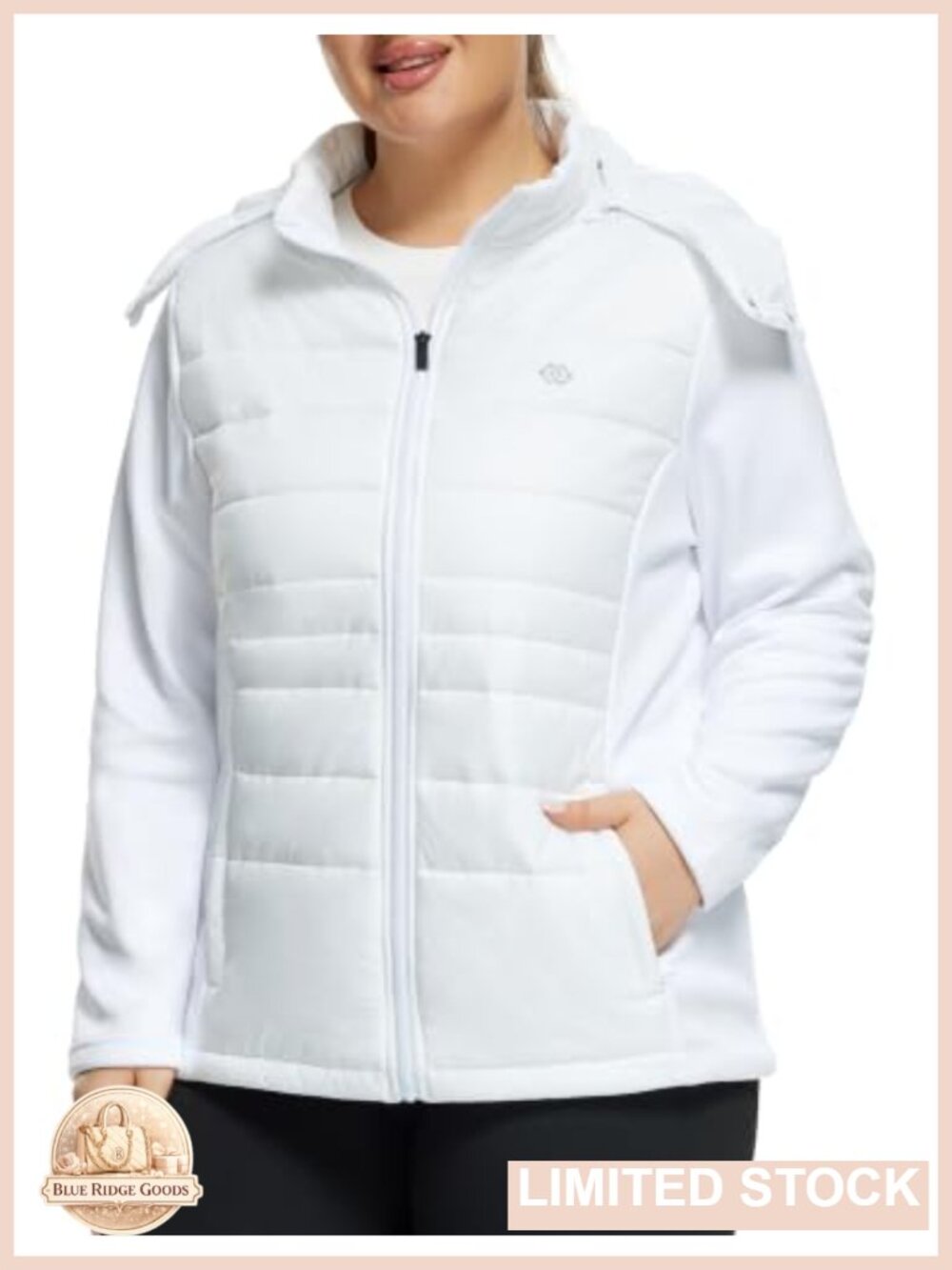 Plus Size Lightweight Puffer Jacket Fleece Lined Running Jacket